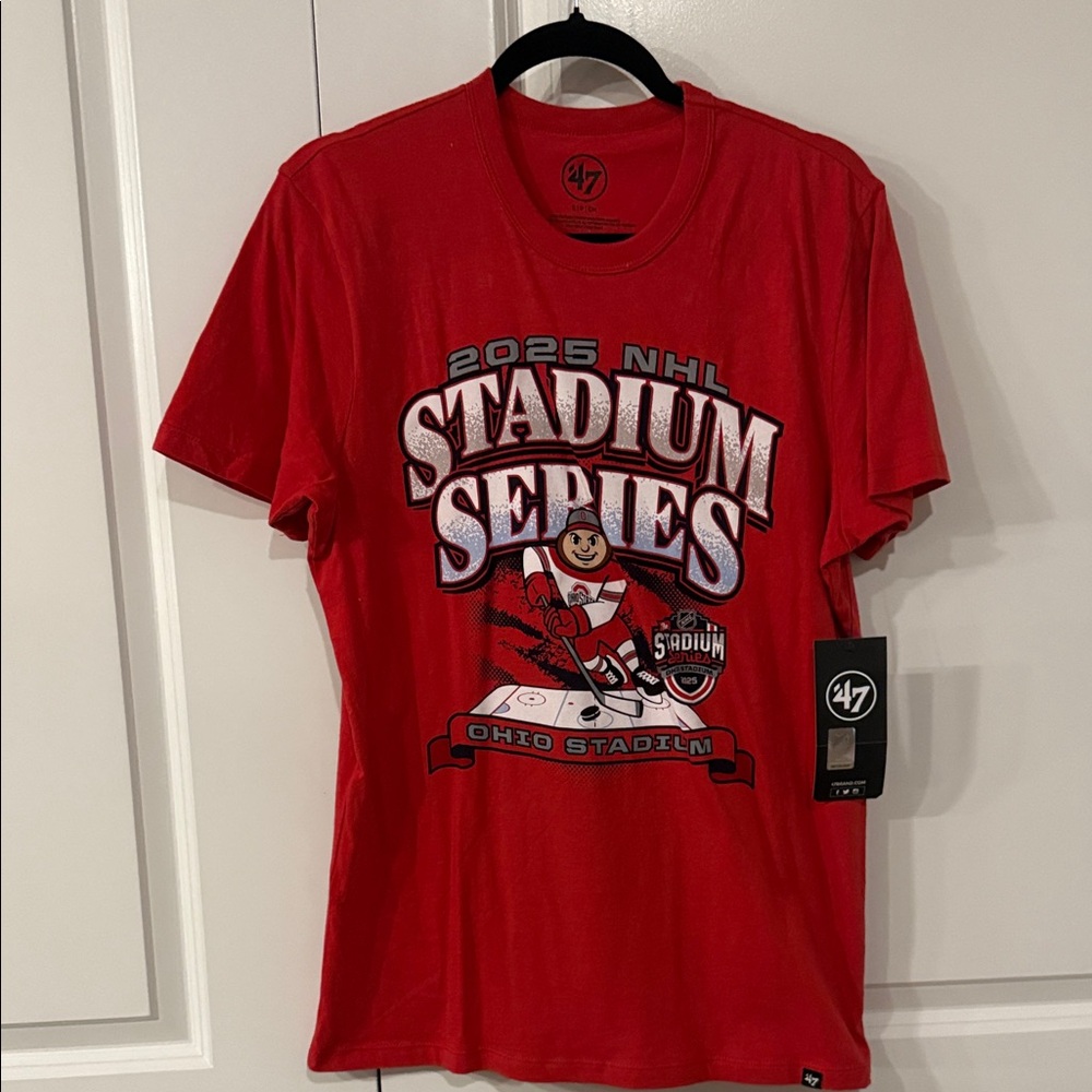 NWT '47 Red NHL Stadium Series TeeOhio Stadium Blue Jackets vs Detroit size S